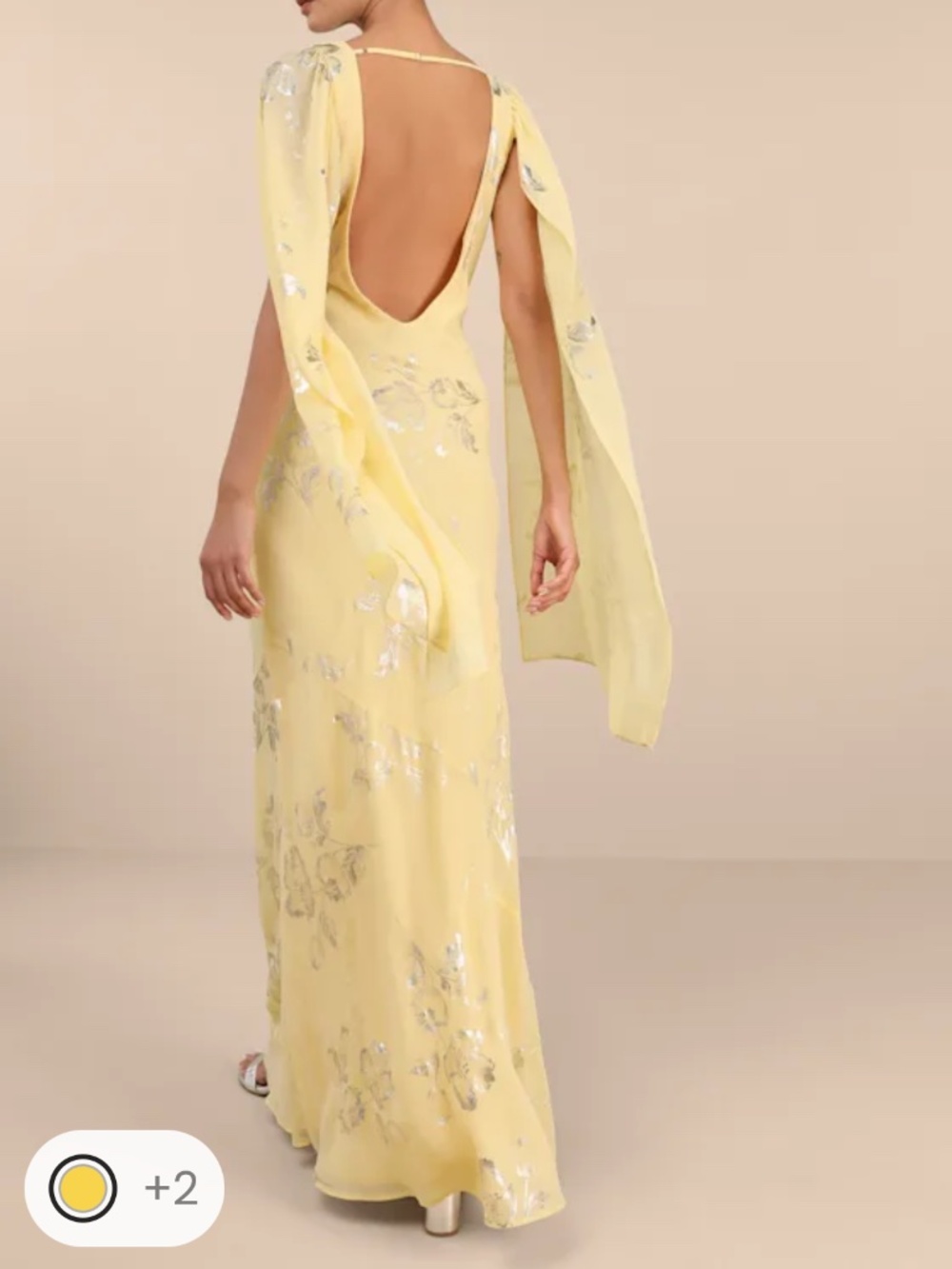 Lulus Sidonia Yellow And Gold Floral Cowl Sash Maxi Dress - Size M - Picture 3 of 4